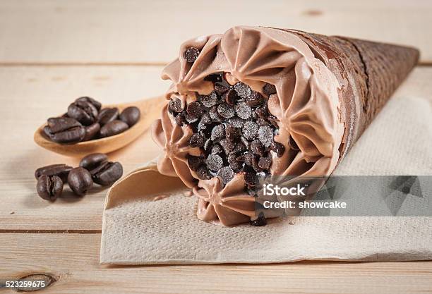 Chocolate Ice Team With Coffee Beans Stock Photo - Download Image Now - Chocolate, Close-up, Coffee Crop