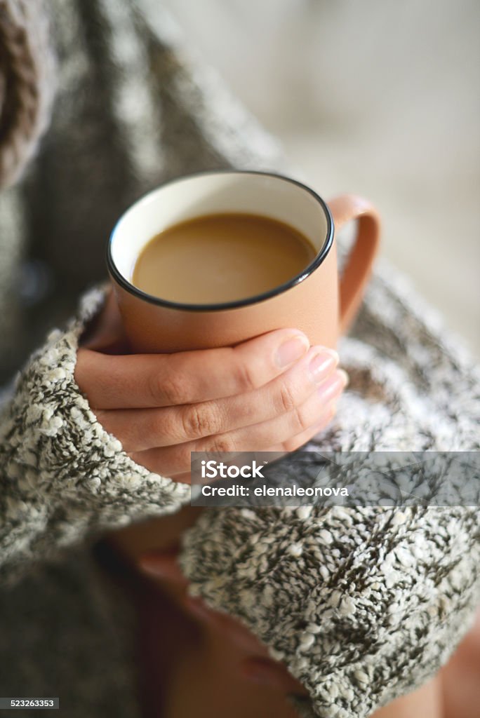 coffee Female hands hold a coffee cup closeup Adult Stock Photo