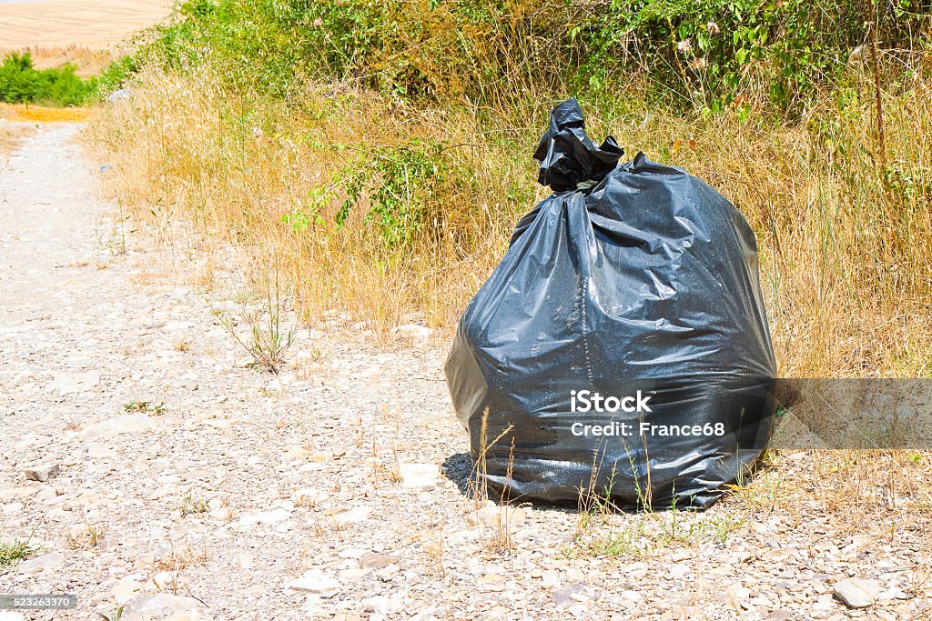 Illegal dumping in the nature Illegal dumping in the nature; garbage bags left in the nature - image with copy space Abandoned Stock Photo