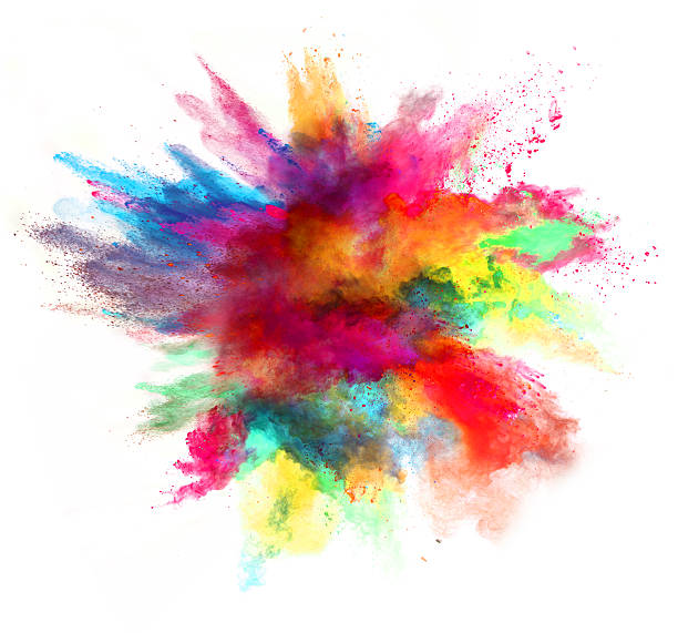 istock Explosion of colored powder on white background 523264244