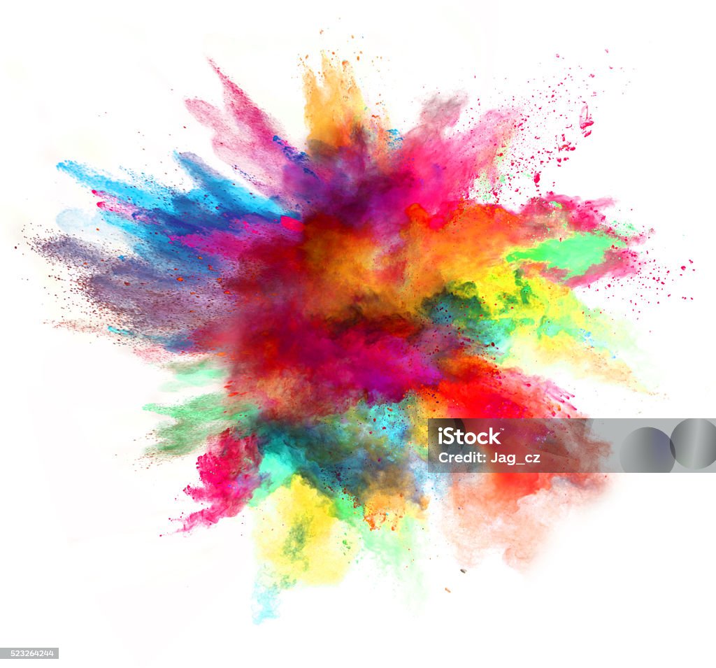 Explosion of colored powder on white background Explosion of colored powder, isolated on white background Color Image Stock Photo