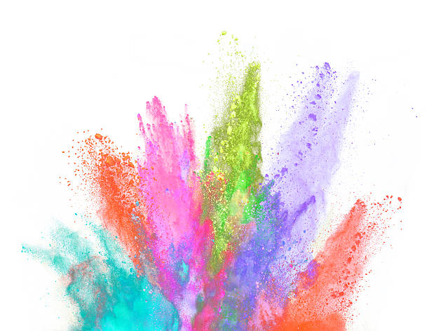 istock Explosion of colored powder on white background 523264350