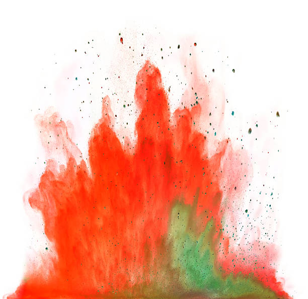 istock Explosion of colored powder on white background 523264418