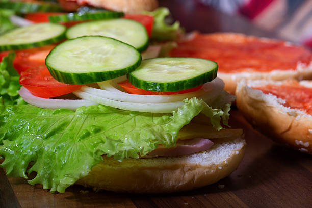 istock Sandwich with lettuce leaves and fresh vegetables 523265278