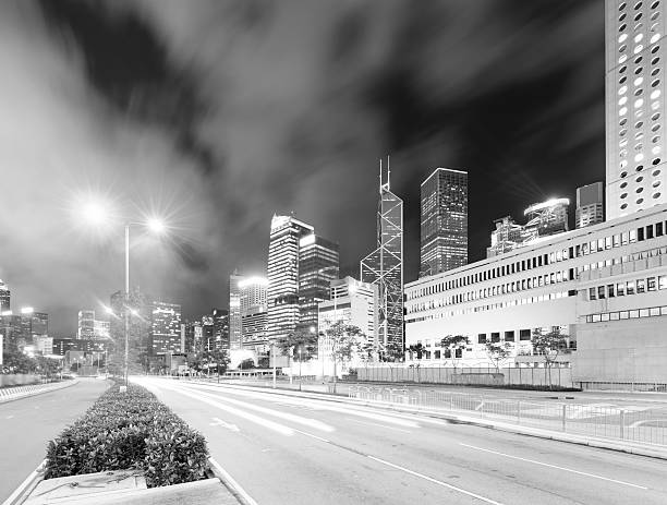 istock Hong Kong night view with car light 523265991