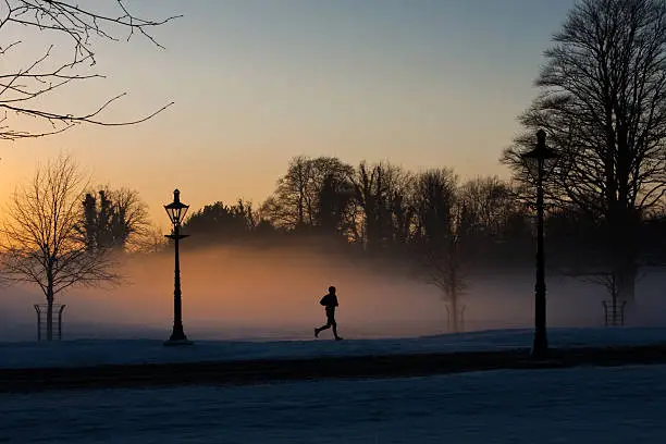 Photo of Runner in the misty Phoenix park.