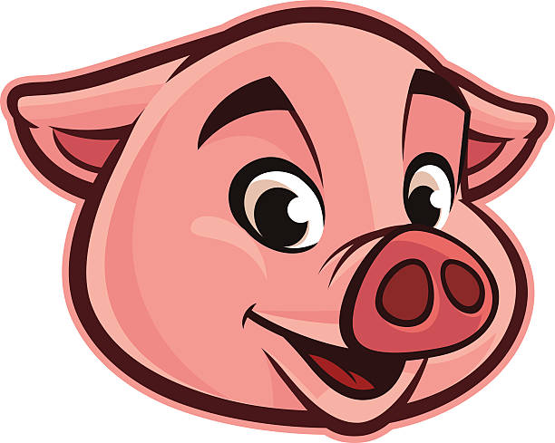 Friendly Pig Head A cartoon head of a smiling pig pig illustrations stock illustrations