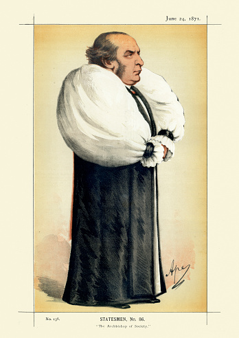 Victorian caricature of William Thomson Archbishop of York. By Ape (Carlo Pellegrini). Vanity Fair 1871