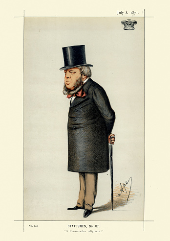Victorian caricature of John Spencer Churchill 7th Duke of Marlborough, a British statesman and nobleman. He was the paternal grandfather of Prime Minister Sir Winston Churchill. By Ape (Carlo Pellegrini). Vanity Fair 1871
