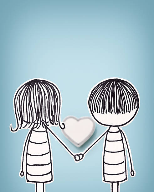 Little hand drawn Man Concepts - Love does not consist of gazing at each other, but in looking outward together in the same direction. - Concept - Inspirational Cute hand drawn happy smiling little man, following his passion!