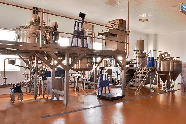 milk production unit - control room stockfoto's en -beelden