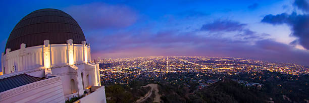 LA Lights This picture is taken from Griffith Observatory facing the gigantic city of Los Angeles. griffith park observatory stock pictures, royalty-free photos & images