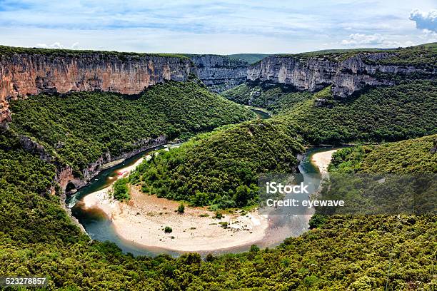 Ardèche River Bend Stock Photo - Download Image Now - Ardeche, Beach, Canoeing