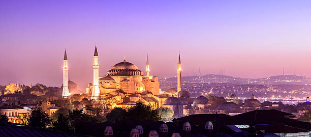 istock Aya Sofya Mosque at Night in Istanbul Turkey 523289143