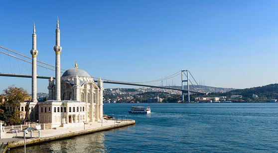 Ortakoy Mosque on the Bosphorus in Istanbul, Turkey