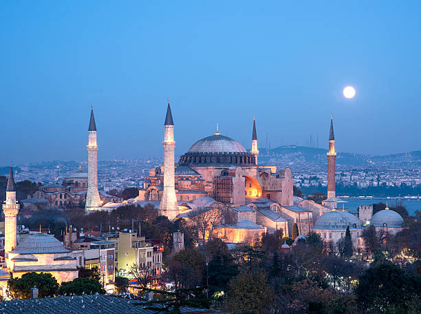 istock Aya Sofya Mosque at Night in Istanbul Turkey 523289181