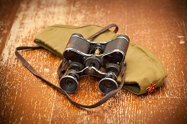 istock Military binoculars, field cap. Retro style 523289697
