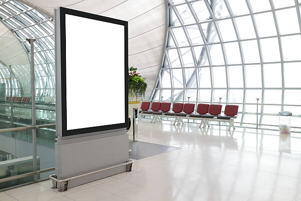 outdoor em branco no aeroporto - poster window display billboard blank imagens e fotografias de stock