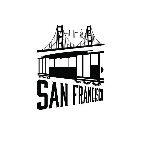 샌프란시시코 골든 게이트 브릿지 트램 - san francisco county skyline vector bridge stock illustrations