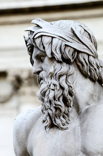 ゼウスの泉、ナヴォーナ広場、ローマ、イタリア - mythology statue roman roman mythology ストックフォトと画像