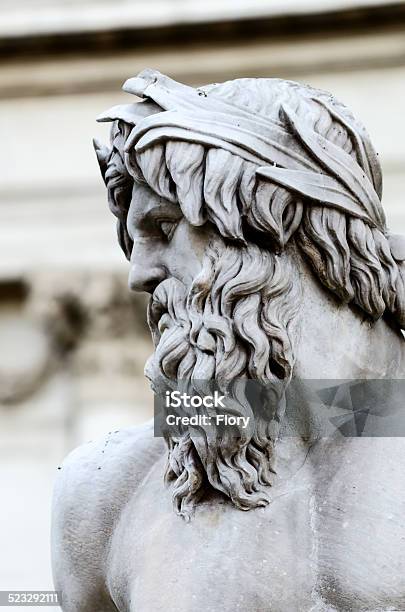 Zeus In A Fountain Of Piazza Navona Rome Italy Stock Photo - Download Image Now - Zeus, Fountain, Italy