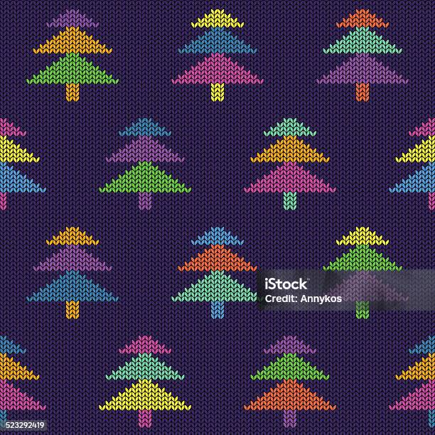 Seamless Knitted Pattern With Trees Stock Illustration - Download Image Now - Backgrounds, Beauty, Cardigan Sweater
