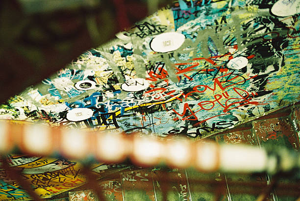 Graffiti covered staircase