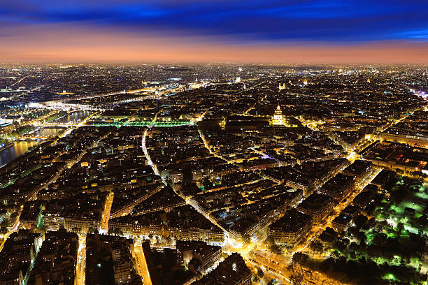 istock Aerial Night view of Paris 523293831