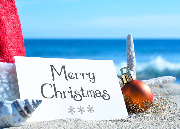 istock Christmas card on the beach 523312075