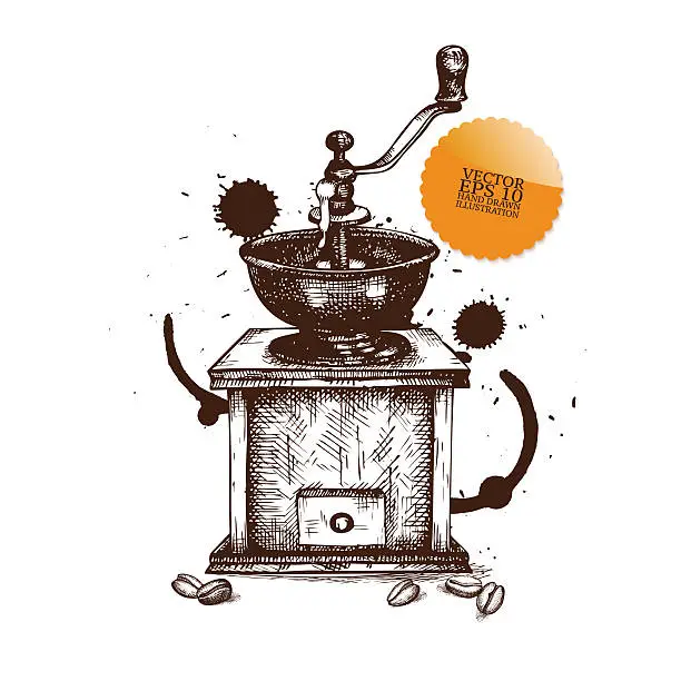 Vector illustration of Vintage vector coffee illustration.