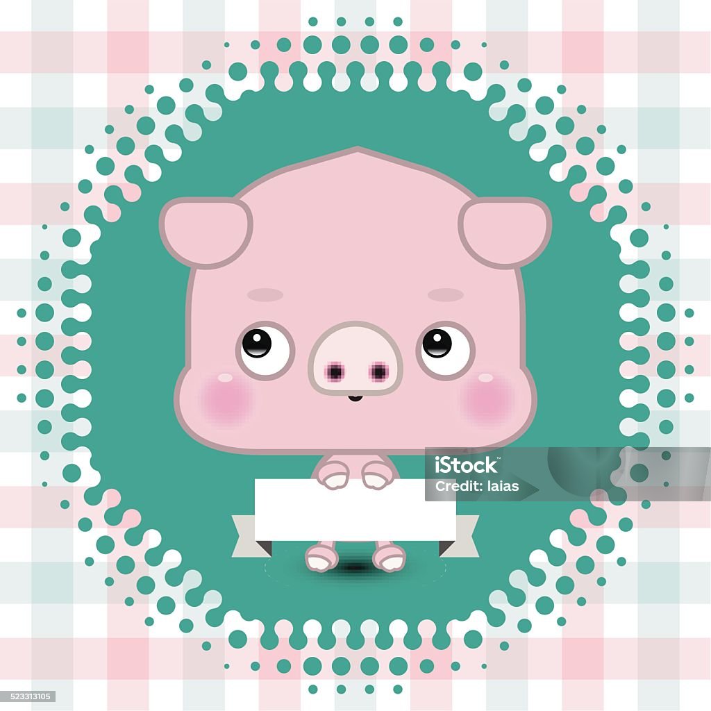 Cartoon cute pig holding a banner with copy space Cartoon cute pig holding a banner with copy space. Vector illustration. Animal stock vector