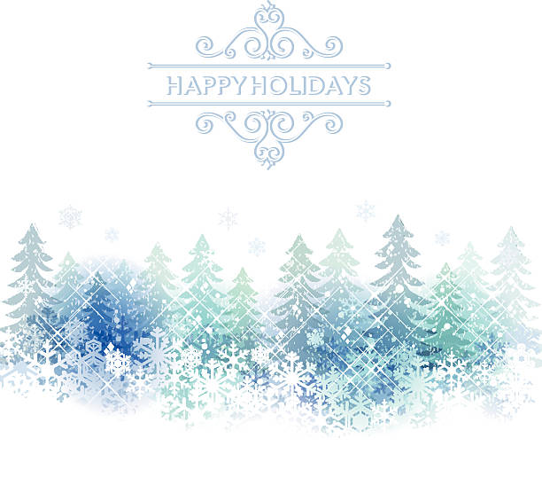 Holiday background with snow scenery vector art illustration