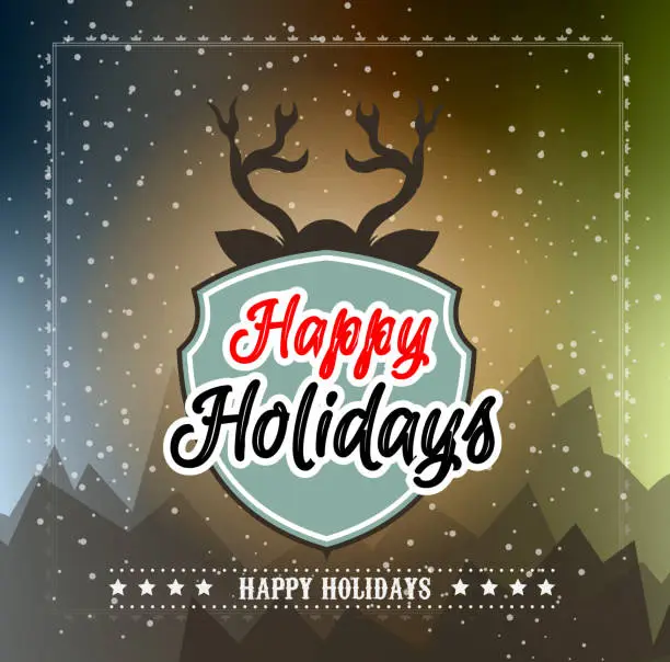 Vector illustration of Christmas Greeting Card for happy Holiday flyers