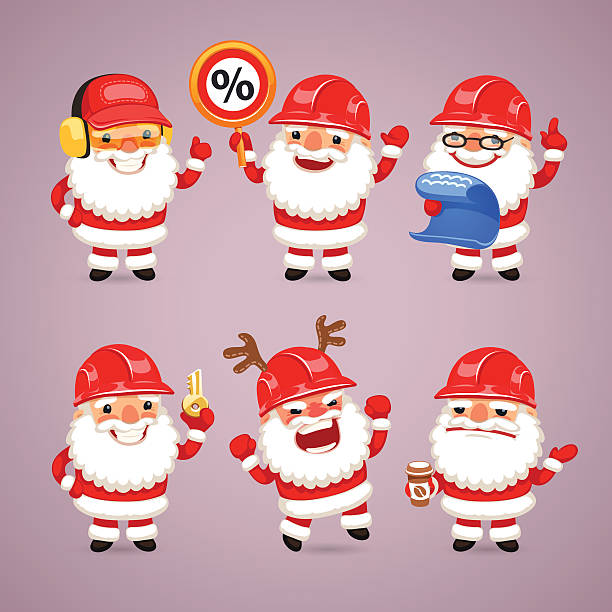 ilustraciones, imágenes clip art, dibujos animados e iconos de stock de juego de papá noel de historieta constructores - human face cartoon bizarre smiley face