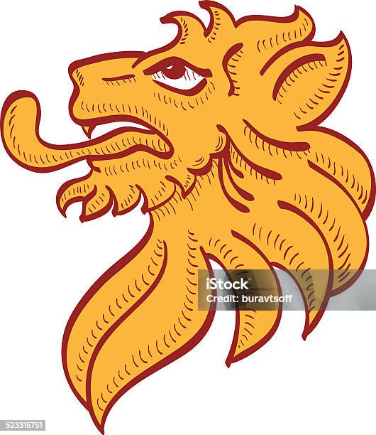 Lion Head Stock Illustration - Download Image Now - Animal Markings, Coat Of Arms, Decoration