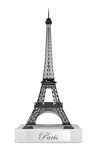3d Eiffel tower statue on a white background