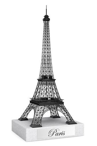 3d Eiffel tower statue on a white background