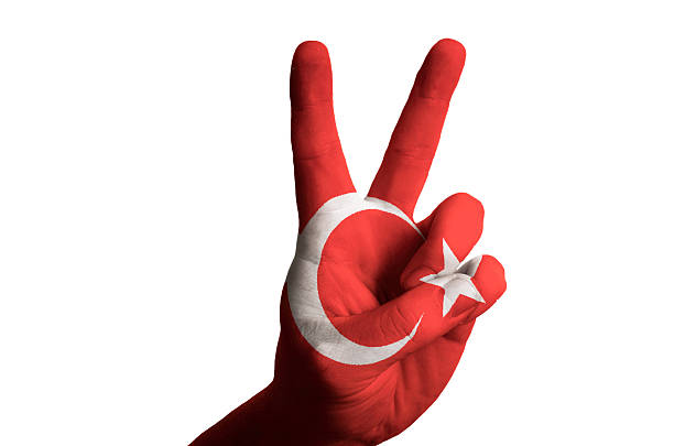 istock turkey national flag two finger up gesture for victory 523316975