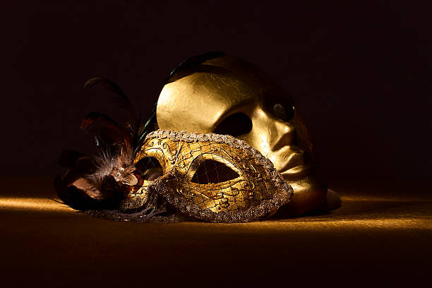 istock Two golden Venetian masks 523317683
