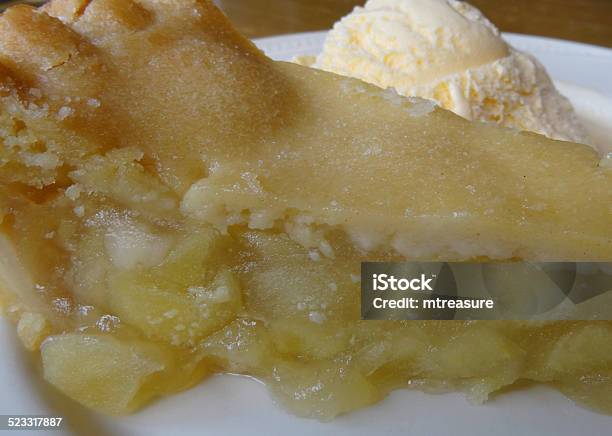 Homemade Bramley Apple Pie Ice Cream Dessert Apple Tart Slice Stock Photo - Download Image Now