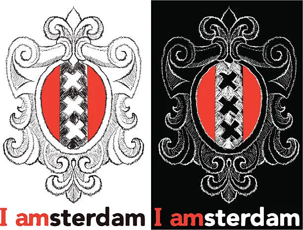 Vector illustration of Amsterdam Flag Vintage T shirt Graphic Vector Design