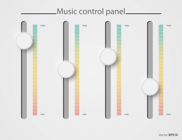ilustraciones, imágenes clip art, dibujos animados e iconos de stock de control de volumen - min