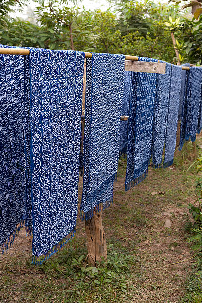 istock Cotton fabric indigo dye in varity pattern 523354701