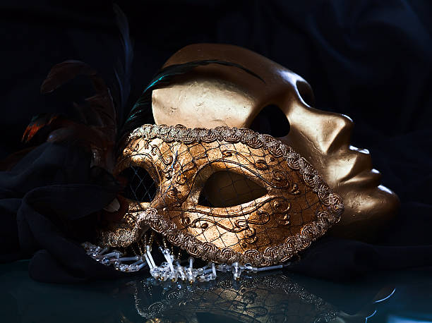 istock Old gold Venetian masks 523355989