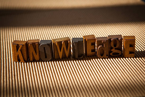istock Knowledge spelled out in antique letterpress letters 523356119