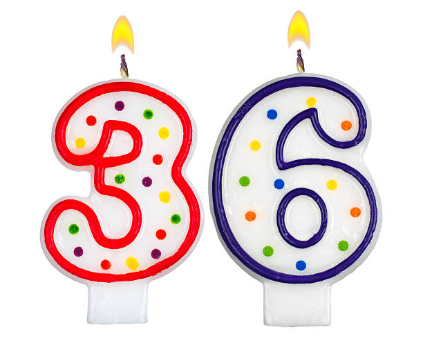 istock Birthday candles number thirty six isolated on white background 523357639