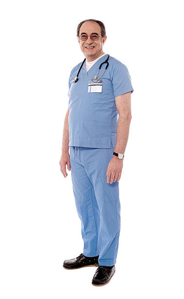 istock Aged doctor posing with stethoscope around his neck 523358085