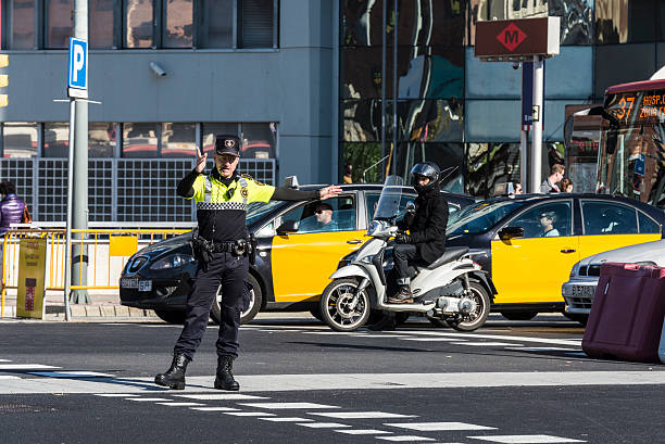 Traffic police, Barcelona stock photo