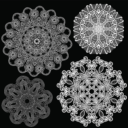 Set of Abstract circle lace patterns.