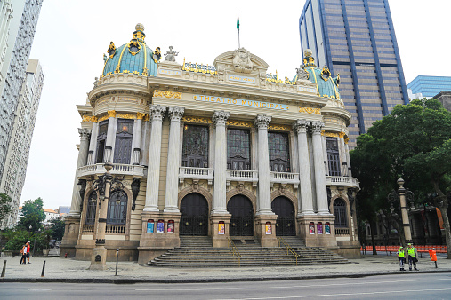 Rio de Janeiro, Brazil - May 3, 2014: The Municipal Theatre in Rio de Janeiro. Built in the beginning of 20th century, considered one of the most beautiful and important theatres in the country.